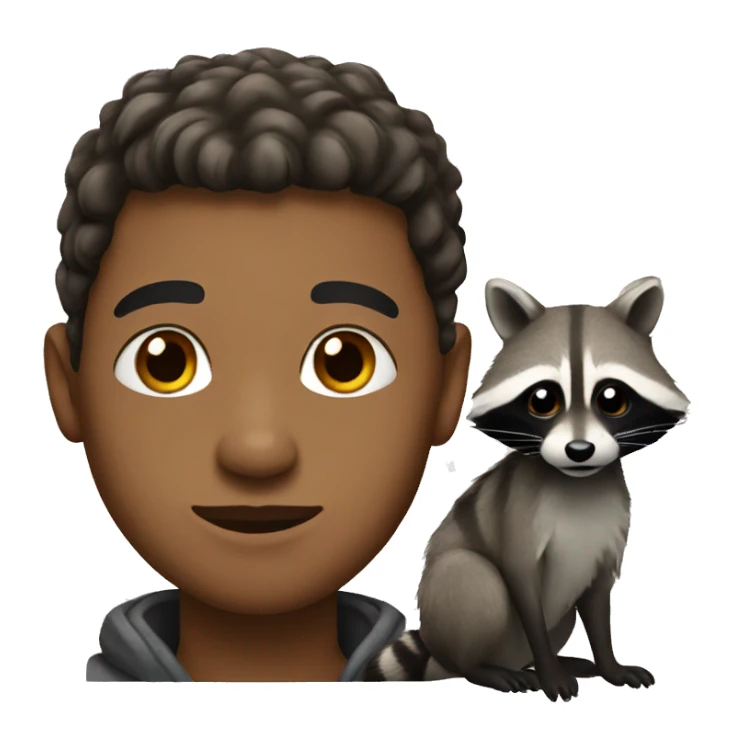 Human with raccoon head sticker