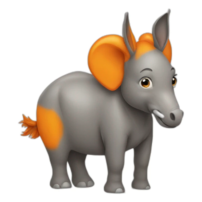 Orange donkey elephant  sticker