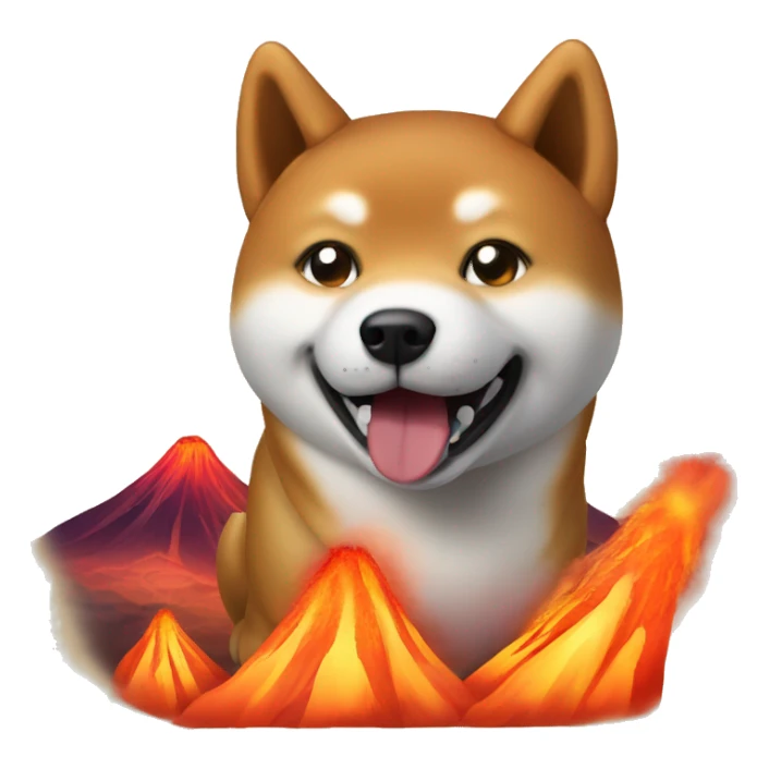 Shiba inu with volcano sticker