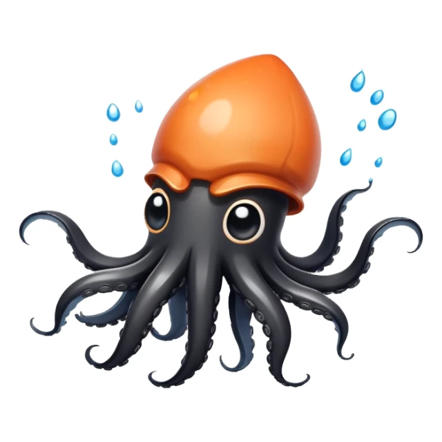 A cute squid squirting black ink sticker