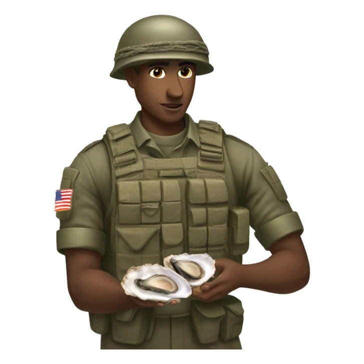 Soldier shucking an oyster sticker