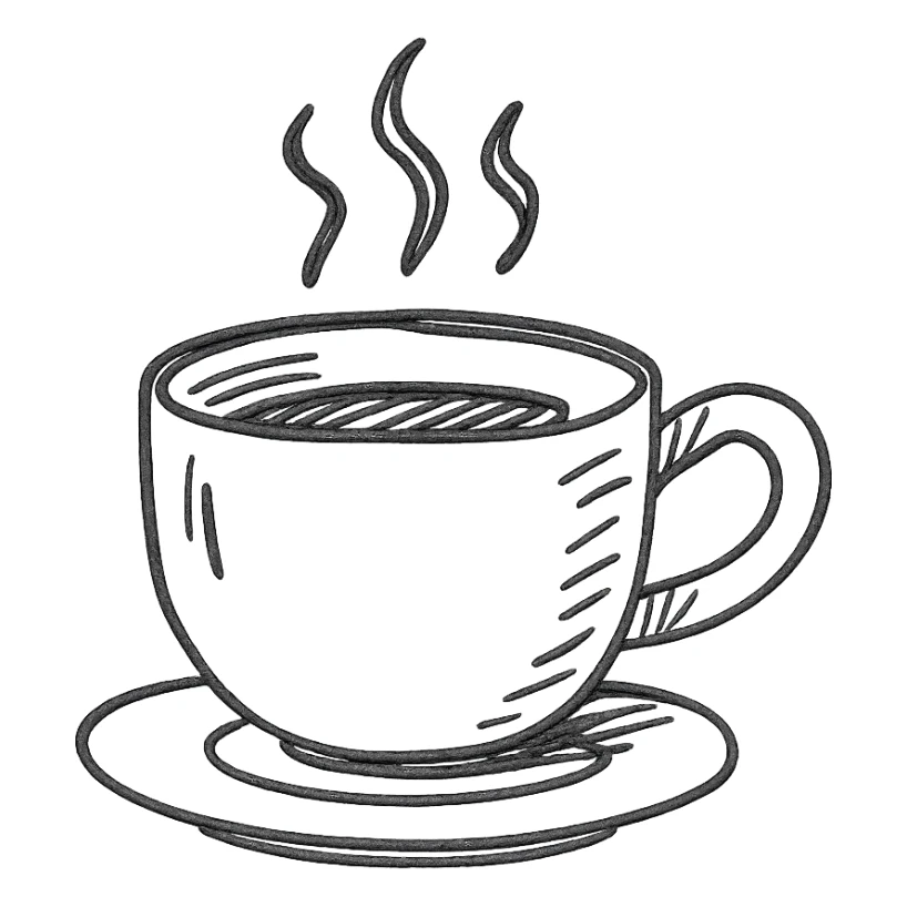 coffee cup, hand drawn icon style sticker