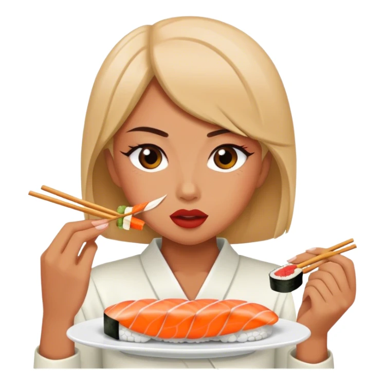 Girl eating sushi sticker