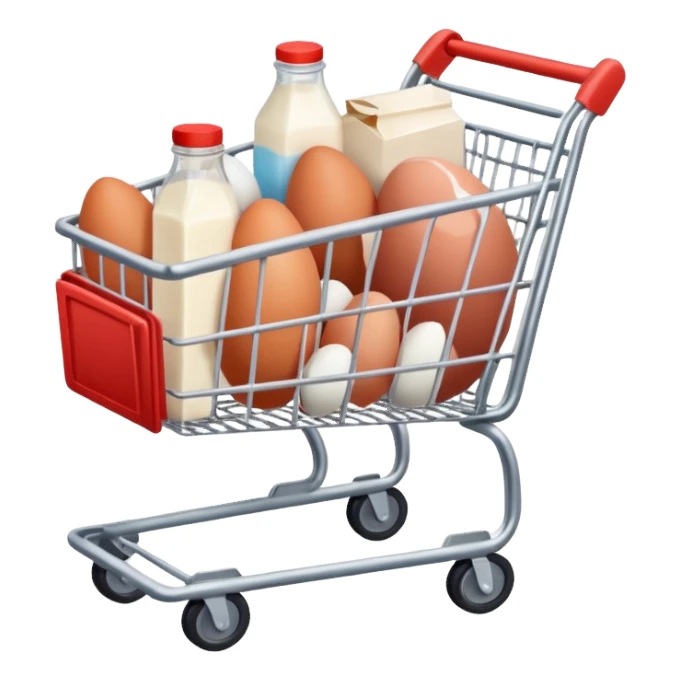 carrito de compras leche huevos carne sticker