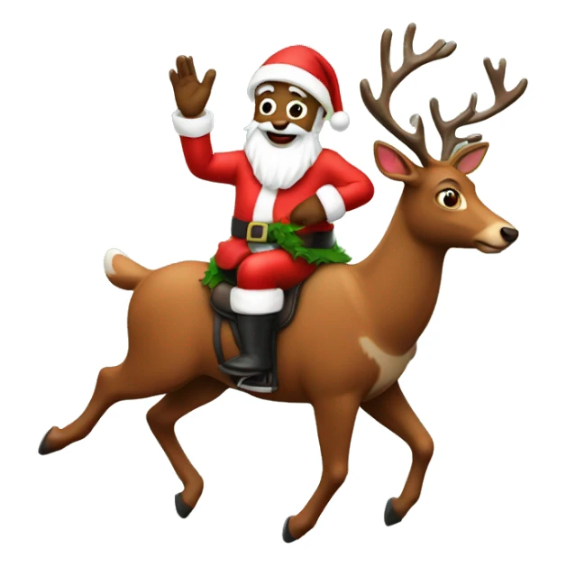 Santa riding Rudolph  sticker
