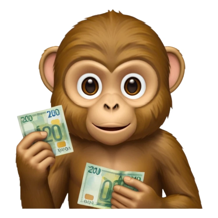 create a monkey holding a 20 euro bill  sticker