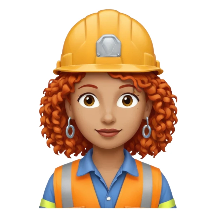 very curly red haired, earringed construction worker sticker