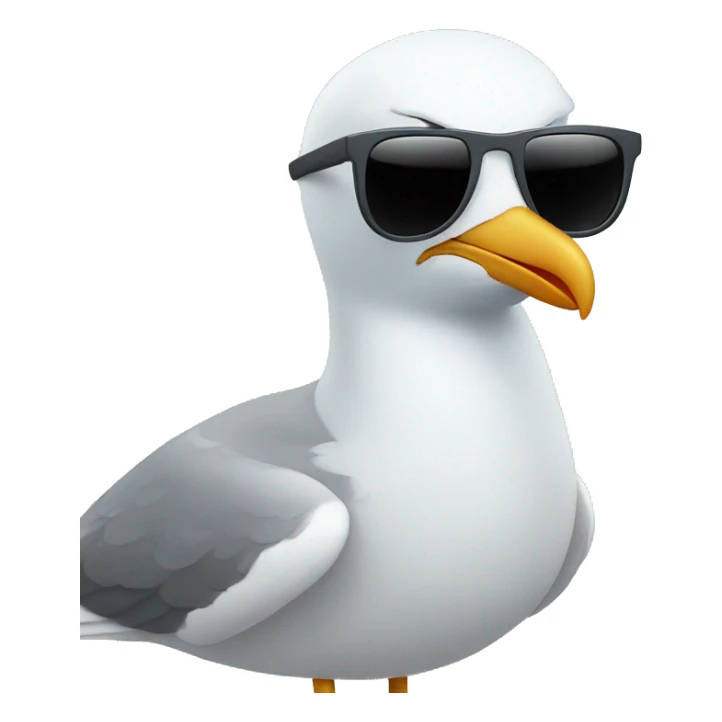 seagull wearing sunglasses with light blue background  sticker