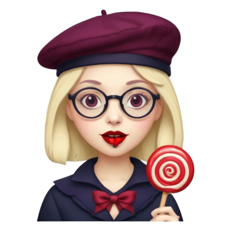 Vampire with lollipop, beret and glasses sticker