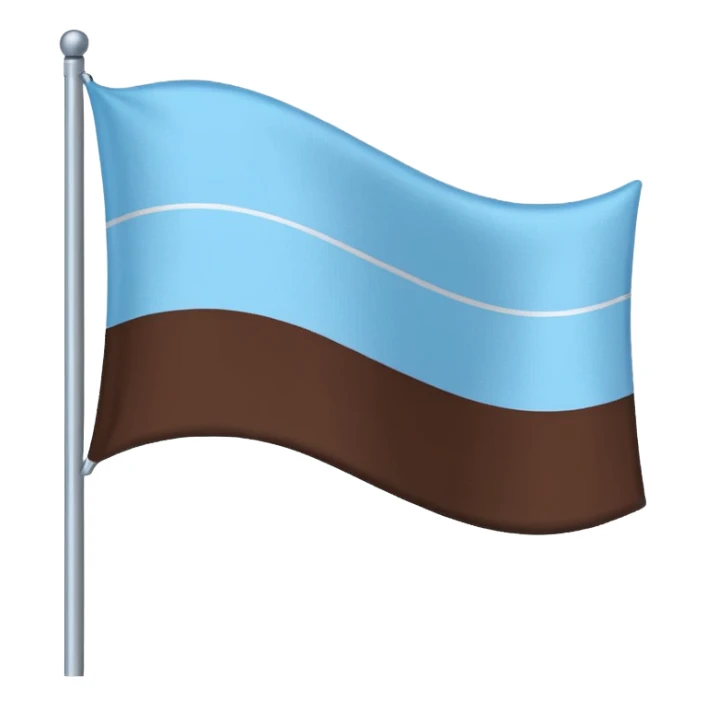 A flag with light blue and chocolate colour sticker