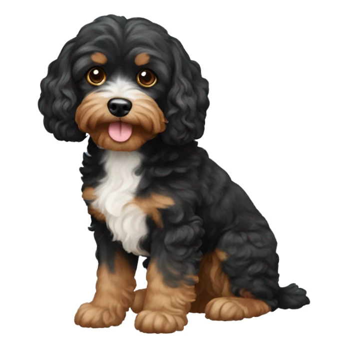 Cavapoo dog that is black and has tan markings sticker