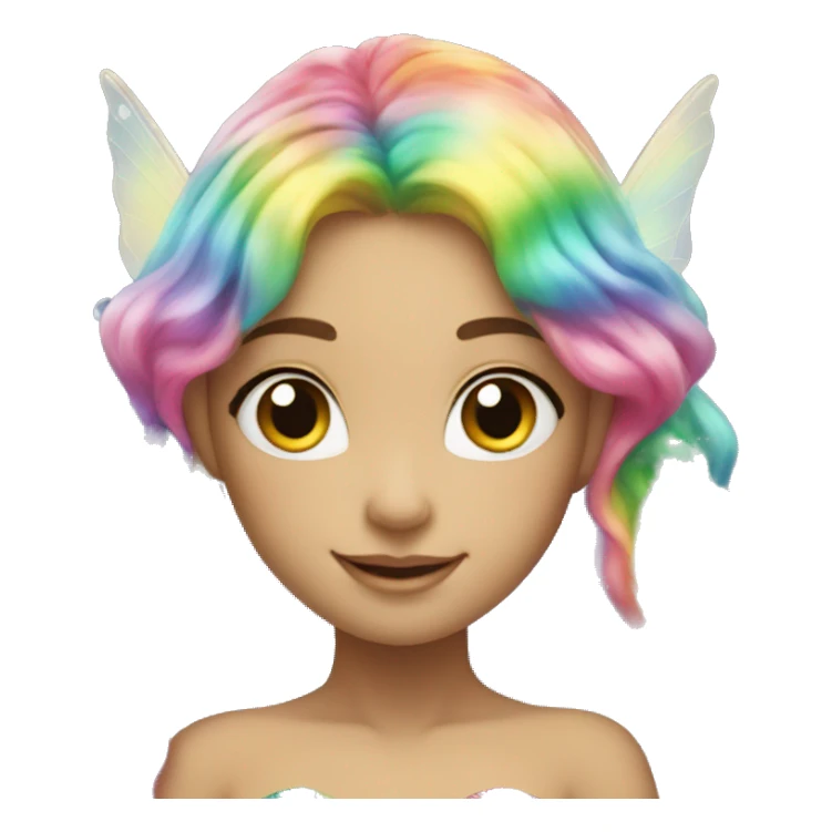 rainbow fairy with mermaid tale sticker