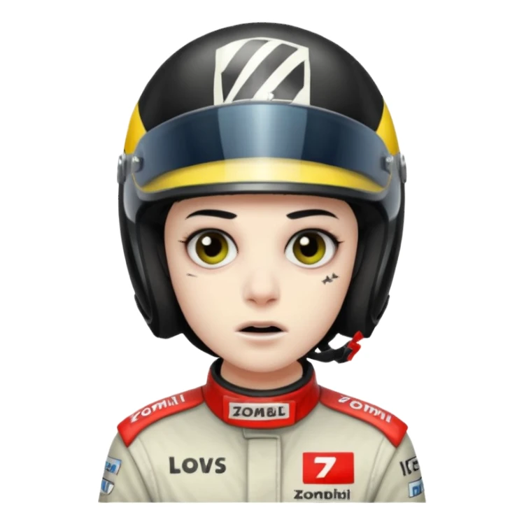 zombie formula 1 racer black haired sticker