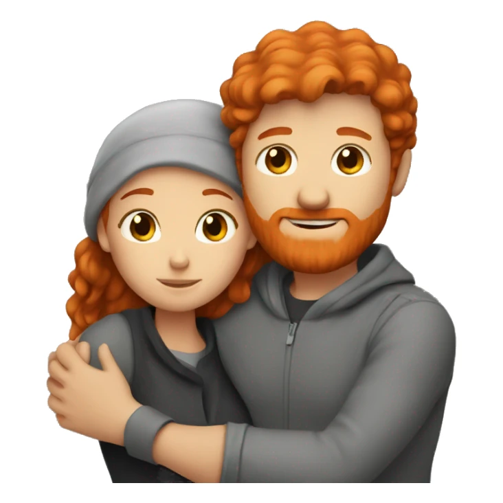 Redhead couple hugs sticker