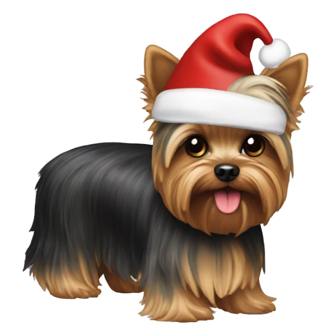 Yorkie with a Santa hat sticker
