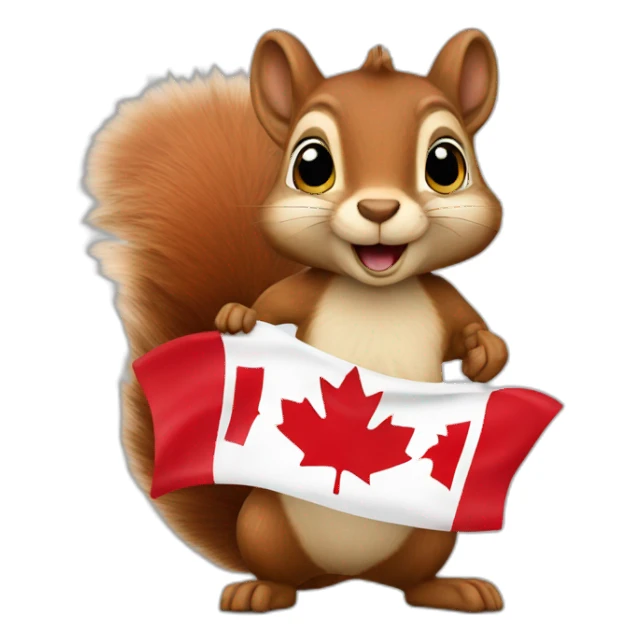 a squirrel with a canadian flag sticker