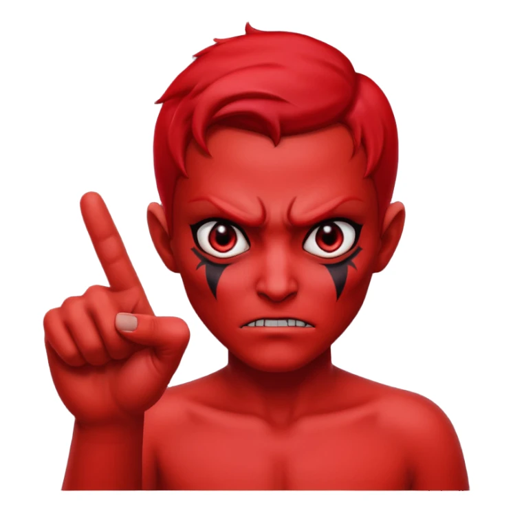 red evil pointing one fingure sticker