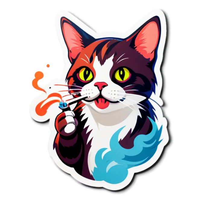 Cat vaping sticker