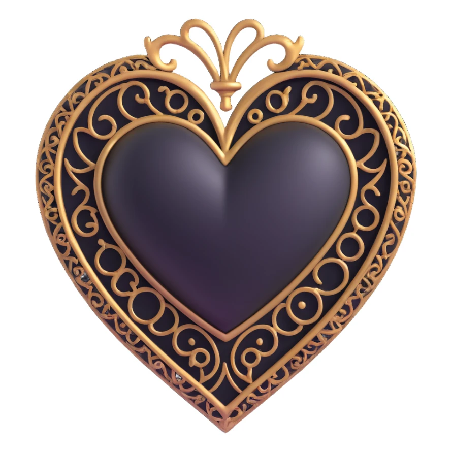 black gothic heart, ornate, dark, elegant sticker