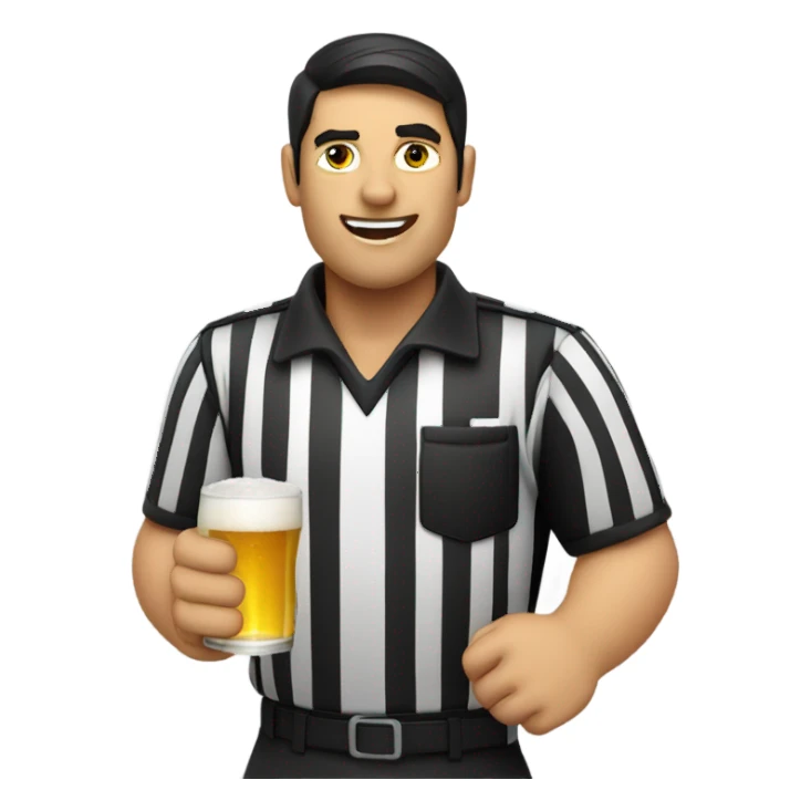 Dark haired Football Referee drinking beer sticker