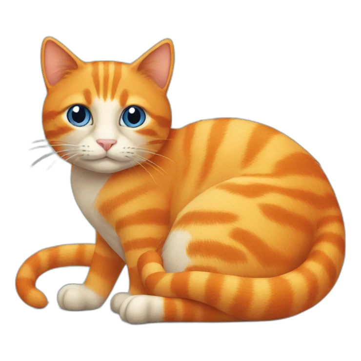 orange cat with a blue lizard sticker