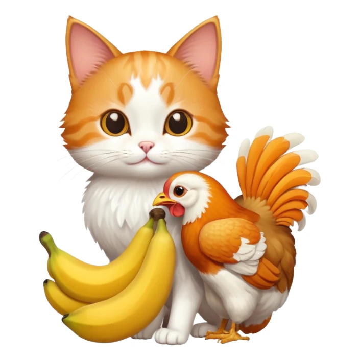 Cat with a chicken and banna sticker