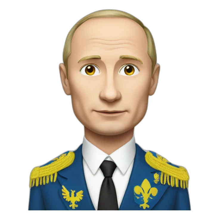 Putin with Ukrainian flag sticker