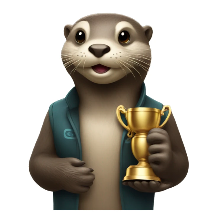 otter holding a trophy sticker