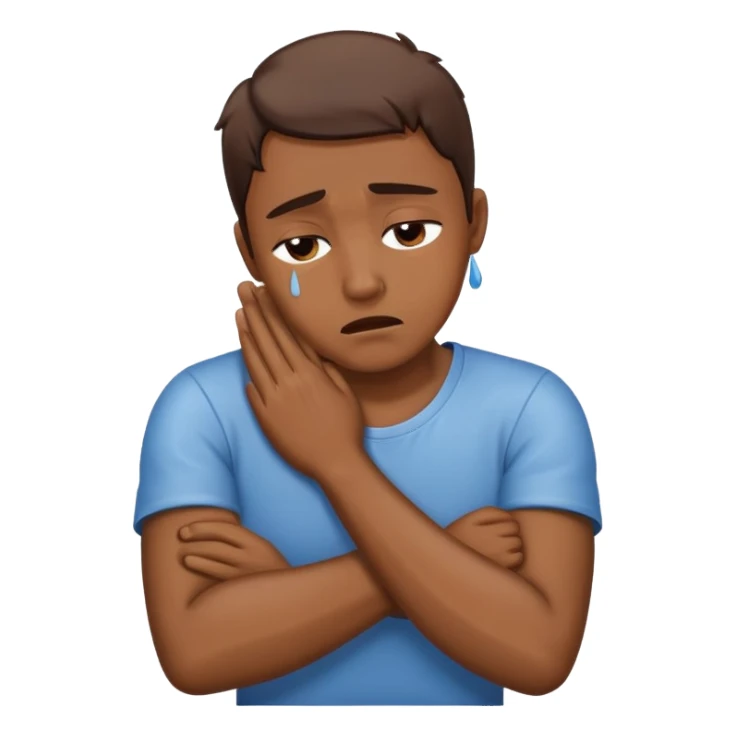 grabbing neck with arms crossed crying  sticker
