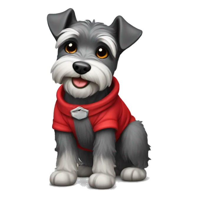 Little schnauzer dog smiling with red clothes sticker