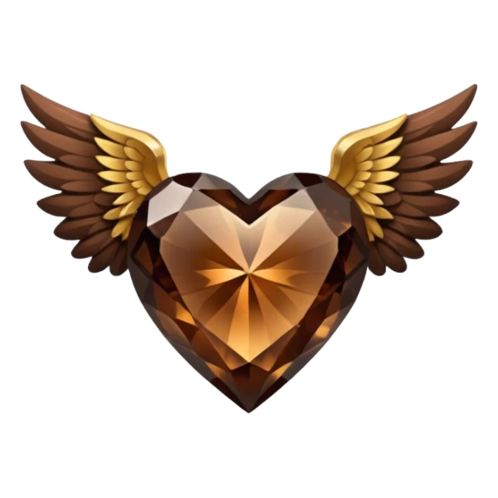 Dark brown crystal heart with wings sticker