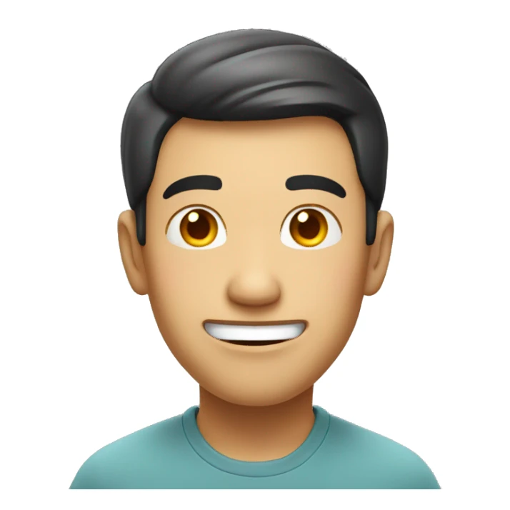 Smiling Chinese man have a surprised sticker