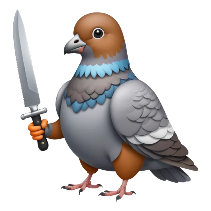 Pigeon holding a knife sticker