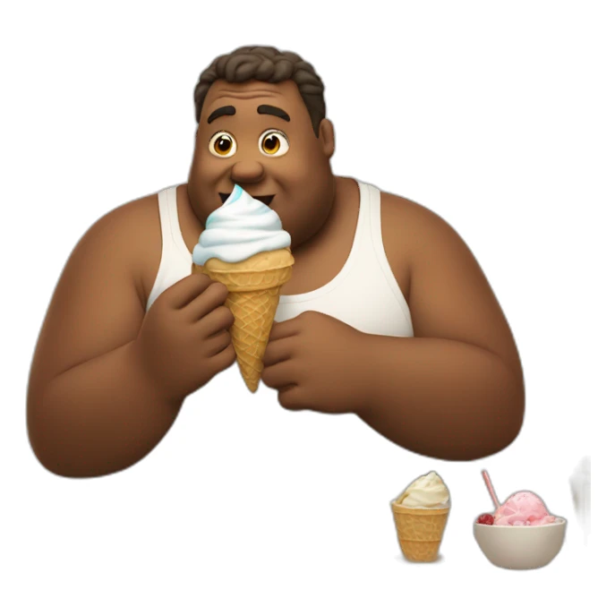 Fat guy eating ice cream sticker
