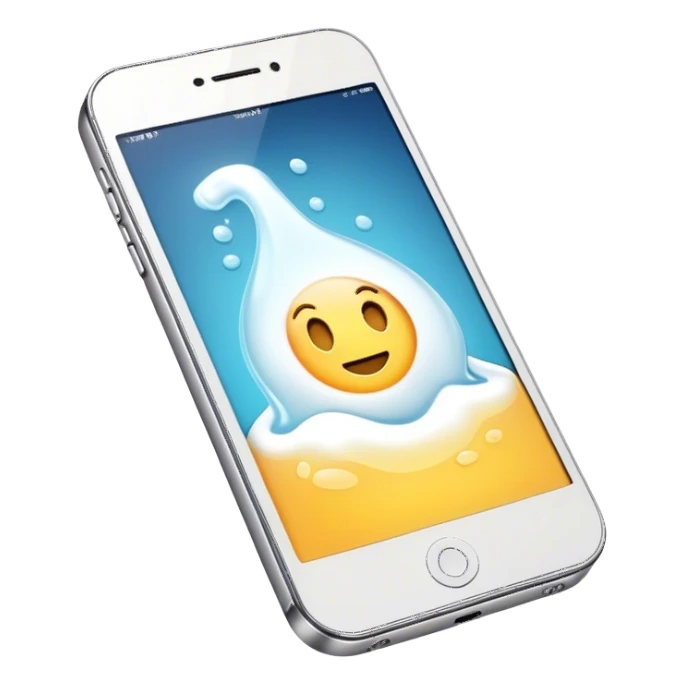 a phone with white liquid on top sticker
