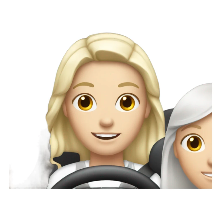 3 white girls driving  sticker