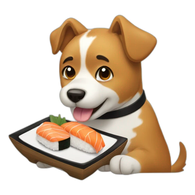 Dog eating sushi sticker