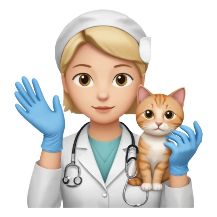 veterinarian examining a cat sticker