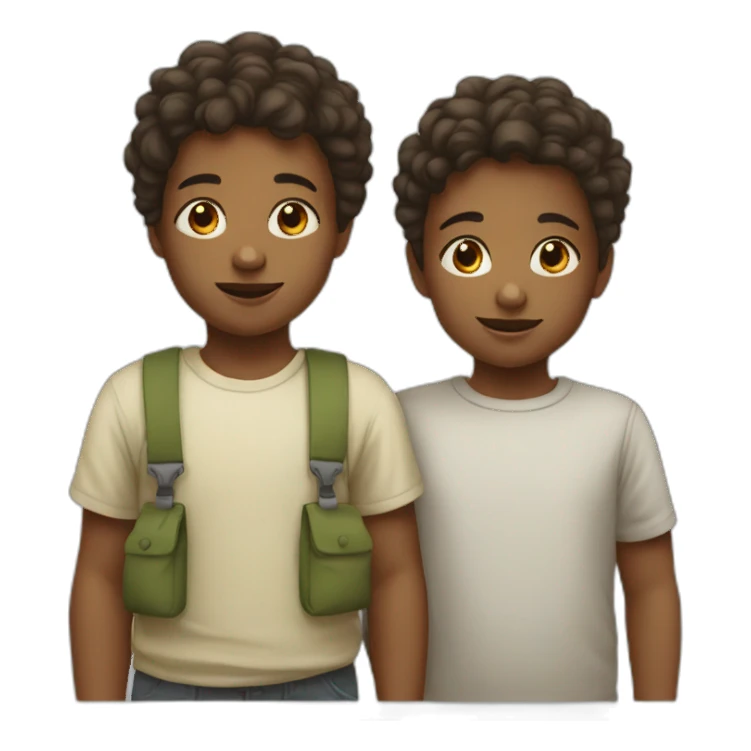 A young child and his older sibling sticker