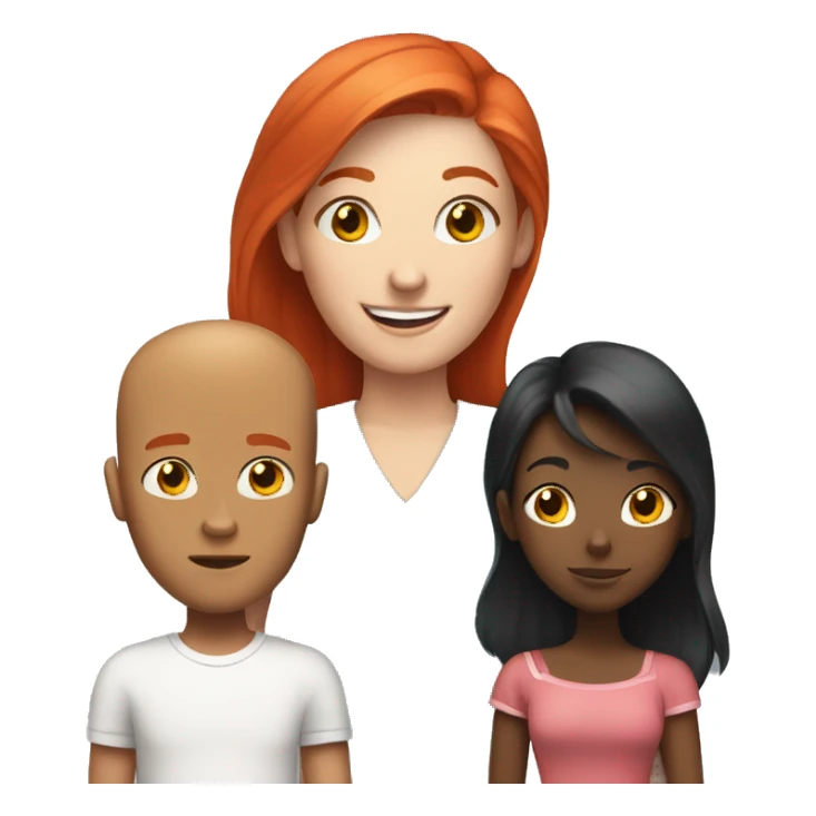 Family With a red hair women, a bald man and a huge man With red hair and a young girl With blond hair and a black withe dog sticker