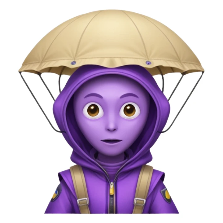 Skydiving purple alien with parachute and UFO sticker