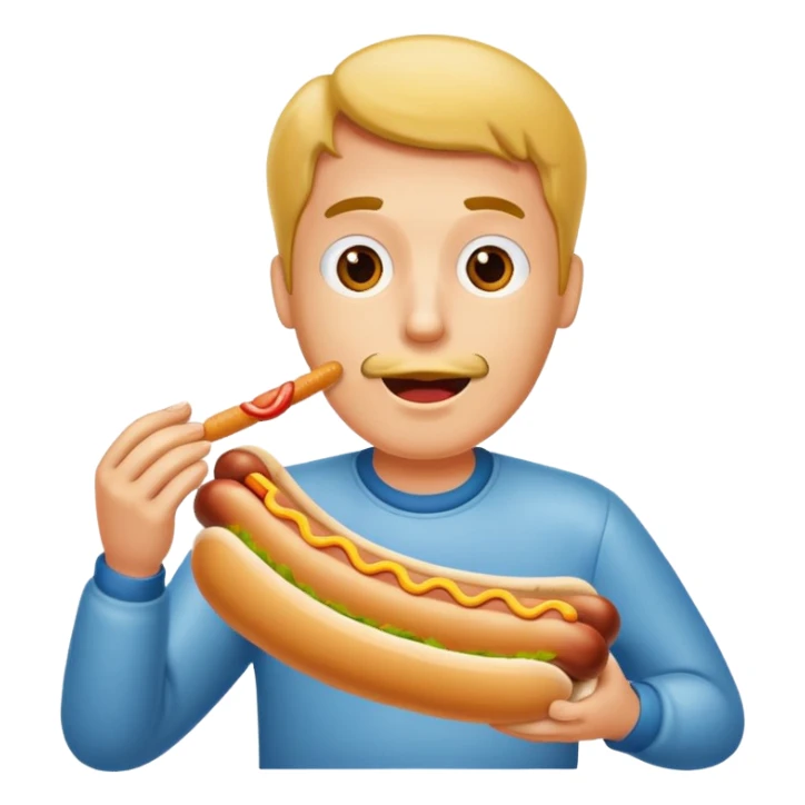 man eating a hot dog sticker