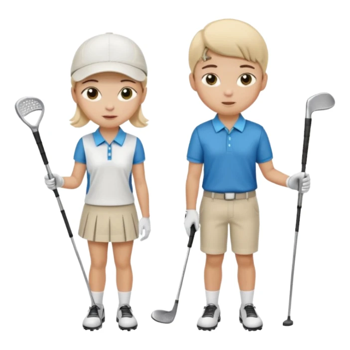 young beginner golfer boy and girl sticker