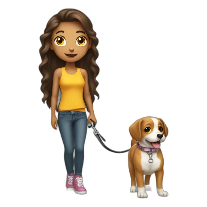cute girl on leash sticker