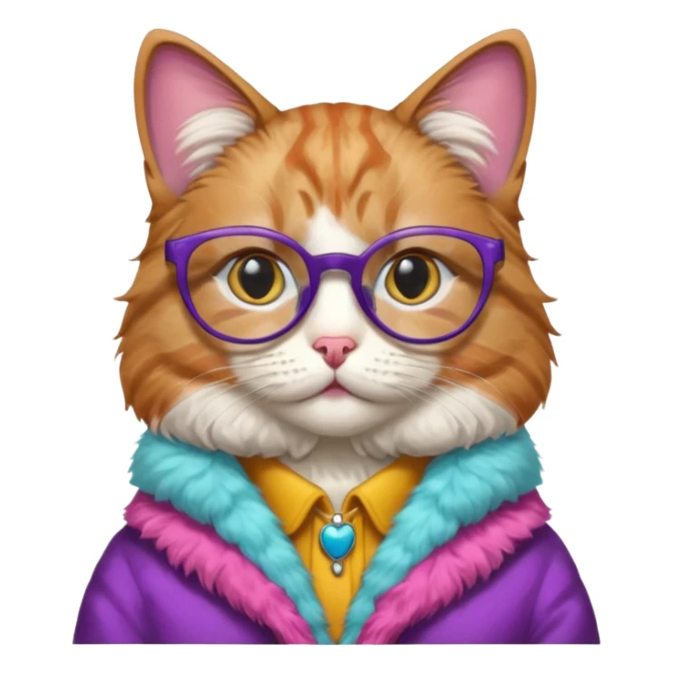 Cat wearing geekchic mood glasses  sticker