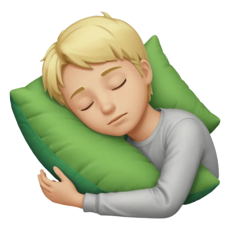 Blond boy sleeping with green pillow sticker