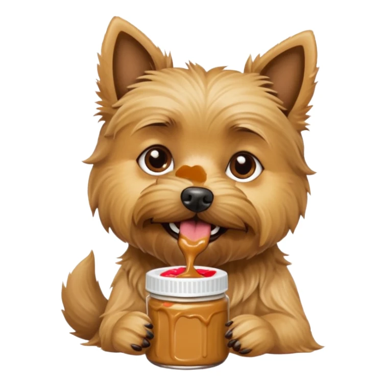 Cairn terrier with peanut butter sticker