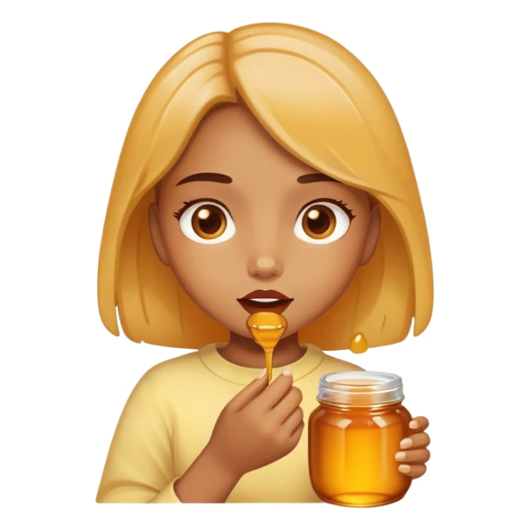 Girl eating honey sticker
