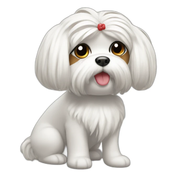 Maltese with hair tied up sticker