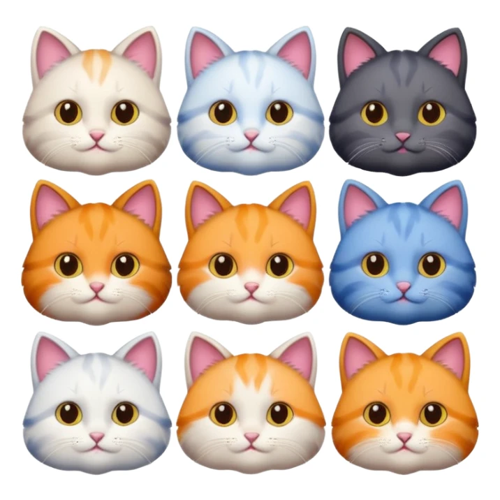 6 cats with different coloured coats sticker